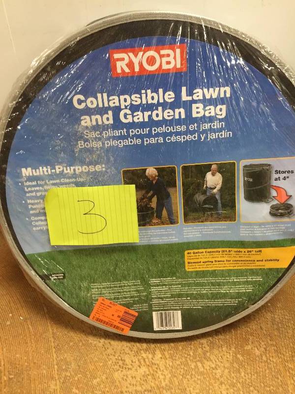 lot 3 image: RYOBI collapsible lawn & garden bag New