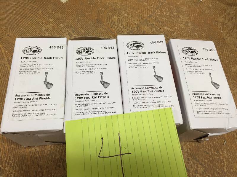 lot 4 image: Lot of 4 Hampton Bay 120-volt Brushed Steel Flex Track Lighting Fixture With Mesh Shade New
