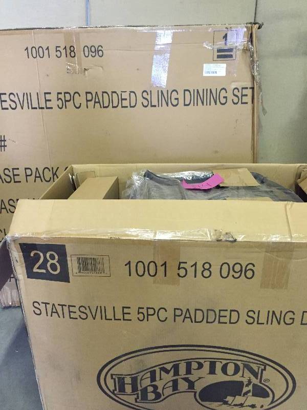lot 114 image: Hampton Bay Statesville 5-Piece Padded Sling Patio Dining Set New