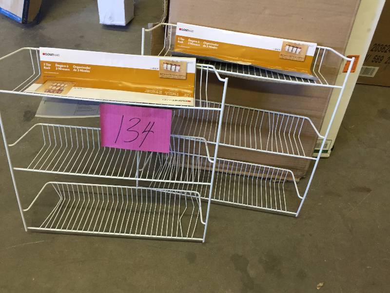 lot 134 image: Lot of 2 18 in. 3-Tier All-Purpose Storage Rack New