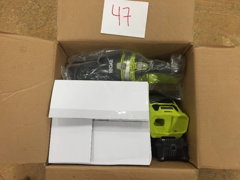 lot 47 image: Ryobi ONE 18-Volt Radio, Fan and Vac Kit New