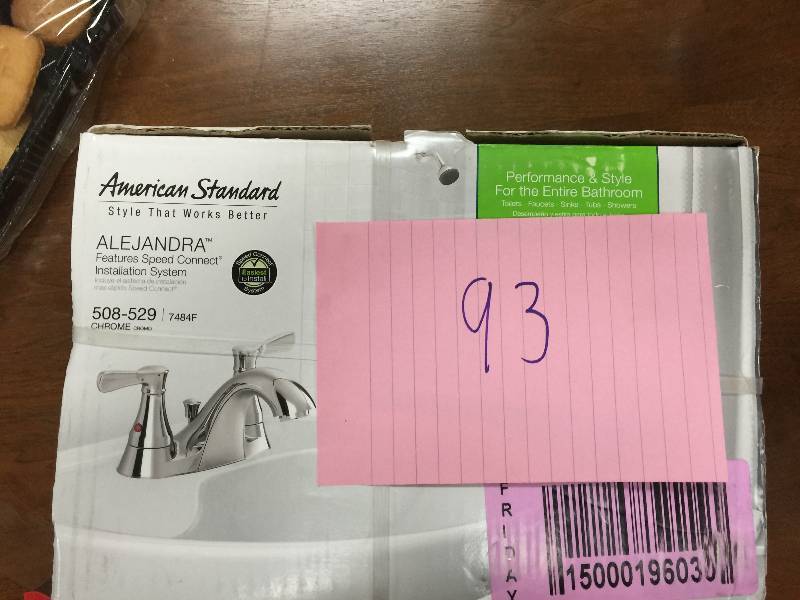 lot 93 image: American Standard Alejandra 4 in. Centerset 2-Handle Low Arc Bathroom Faucet in Polished Chrome New