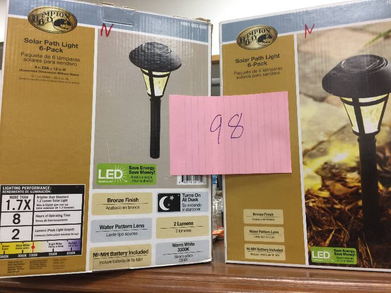 lot 98 image: Lot of 2  Hampton Bay Solar Pathway LIGHTS 6 pack Bronze Finish New