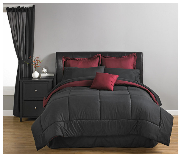 alcove Solid-Color Reversible Queen Comforter