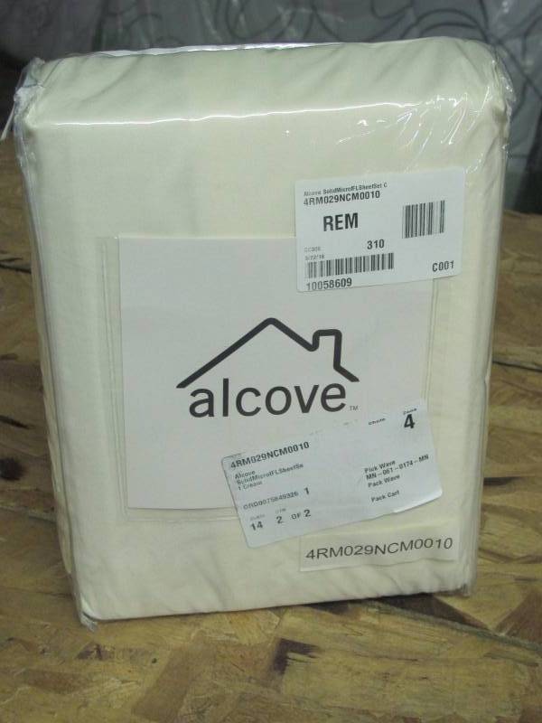 alcove Solid-Color Microfiber Full Size Sheet Set Cream Color