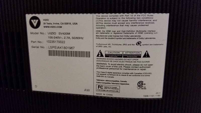 Vizio 42 Television