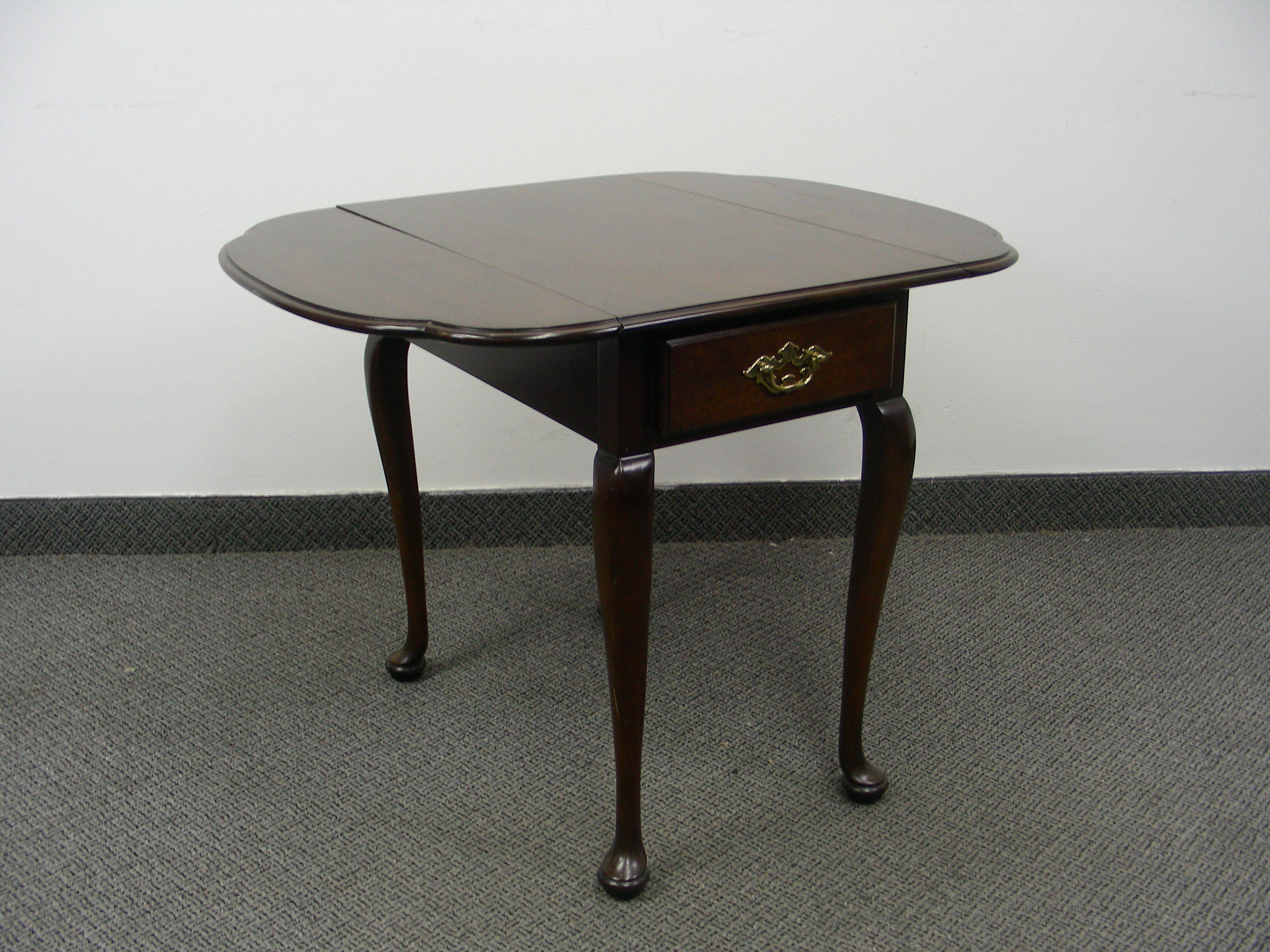 High End Statton Solid Cherry Wood Drop Leaf End Table