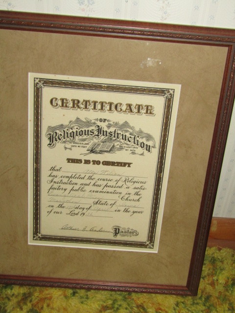 Framed certificate