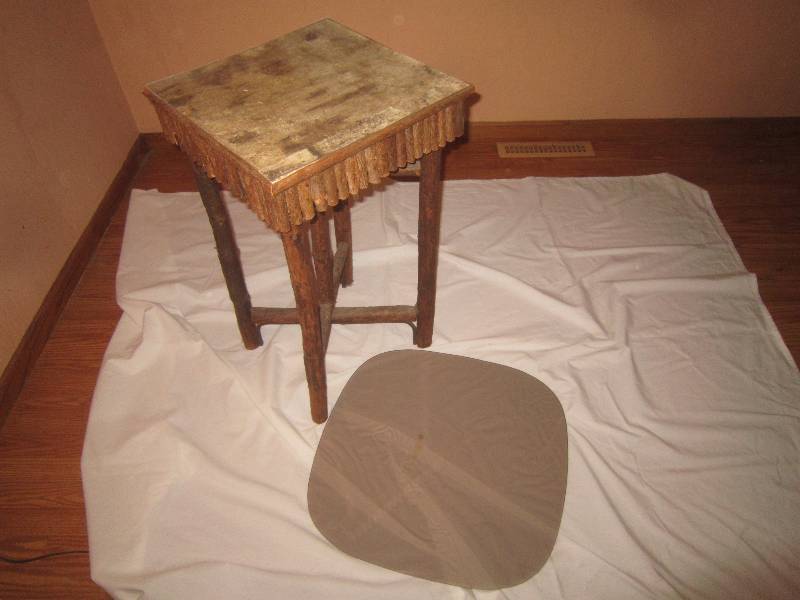 lot 5 image: Birch Table with Glass Top