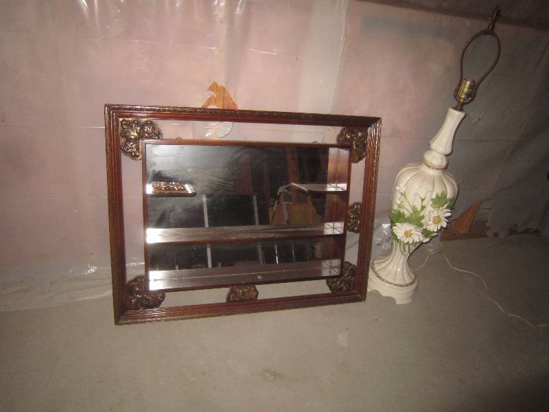 lot 34 image: Vintage Lamp and Mirror Shelf Frame