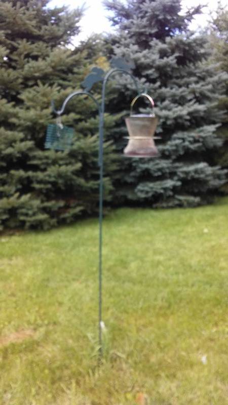 lot 104 image: 2-SHEPARDS HOOK PLANT STAND. TWO HOOKS WITH RABBIT DECRO.