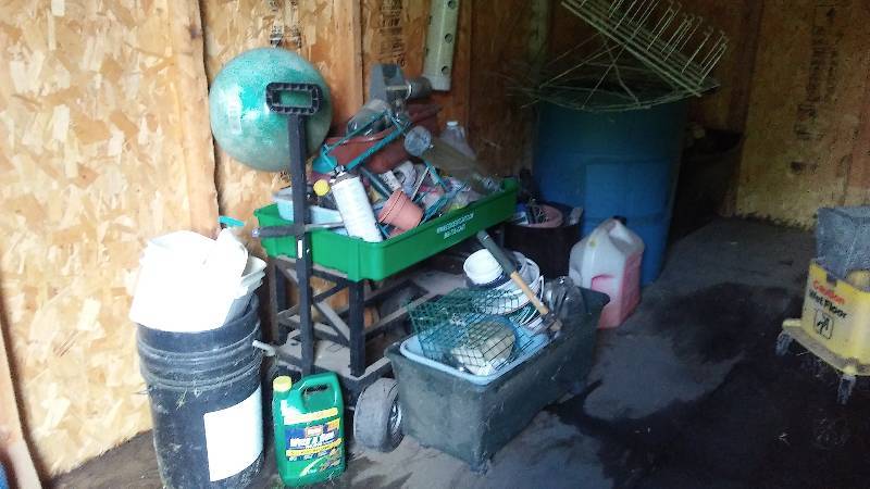lot 115 image: HUGE LOT of Garden Stuff including Green Cart