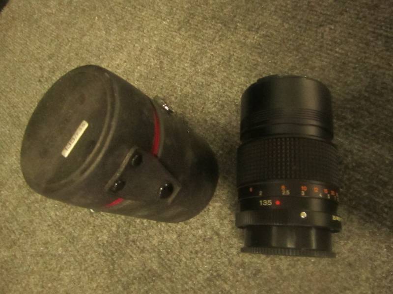 Konica 135F3.5 camera lens with ca...