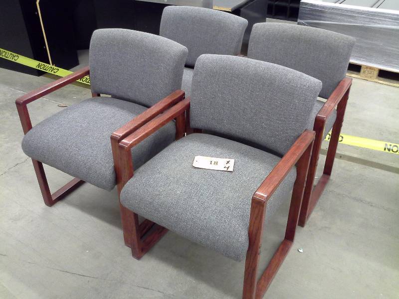 lot 18 image: 4 Gray Office Chairs