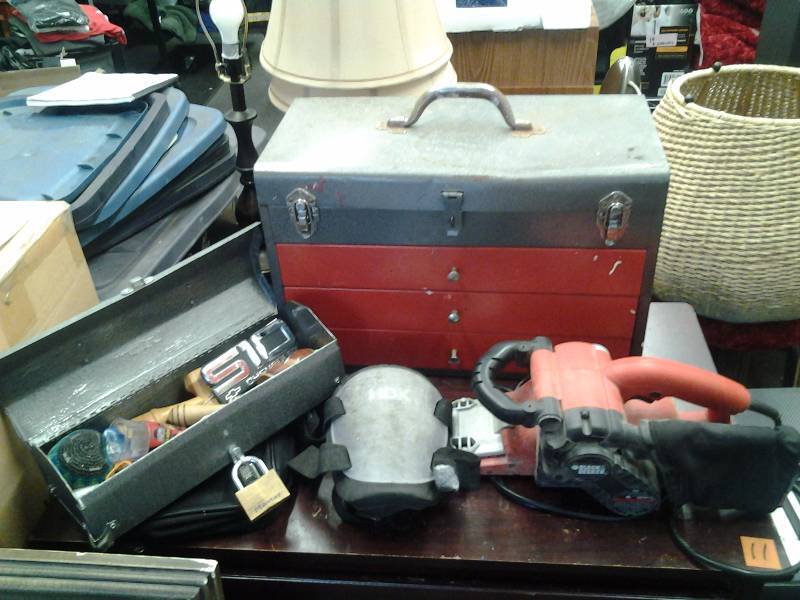 Black & Decker Belt Sander, Tool Box, Misc Tools
