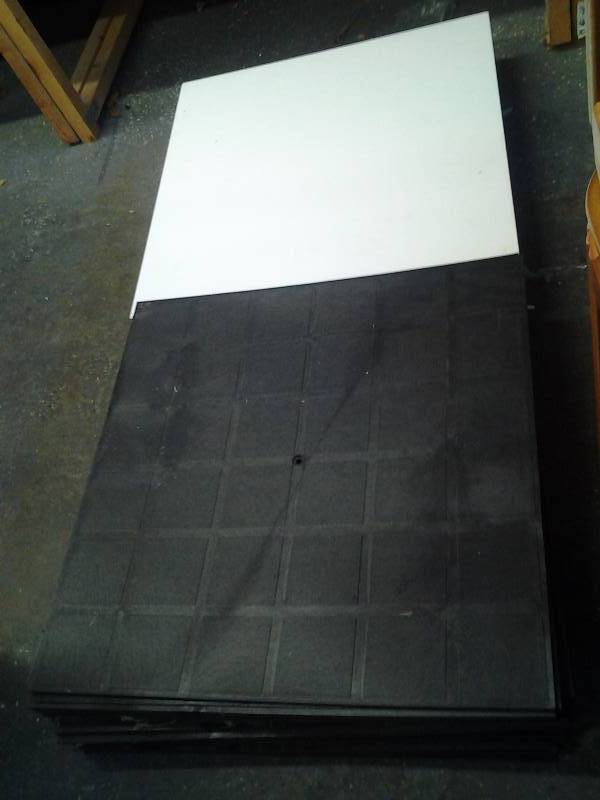20-Pieces Black Flooring Tiles 23x23 (Plastic), 20-Pieces White Ceiling Tiles 24x24