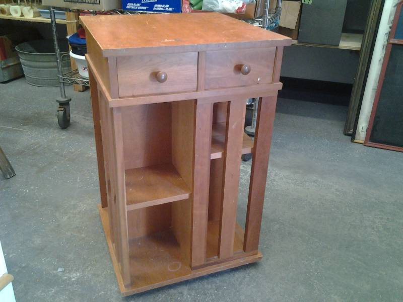 4-Sided Swivel Cabinet With 2-Drawers, 4-Adjustable Shelves 20x20x32