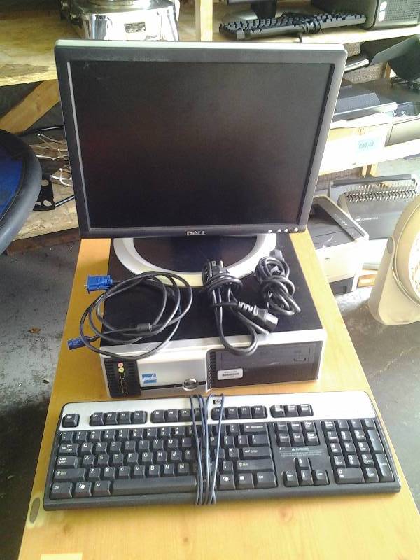 Dell Monitor, pds Computer, HP Keyboard  (With Cords)
