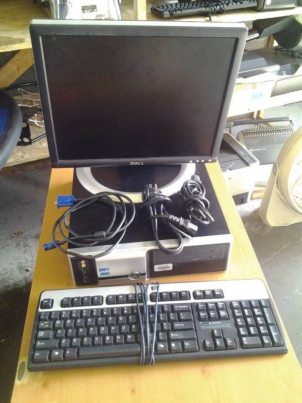 Dell Monitor, pds Computer, HP Keyboard  (With Cords)