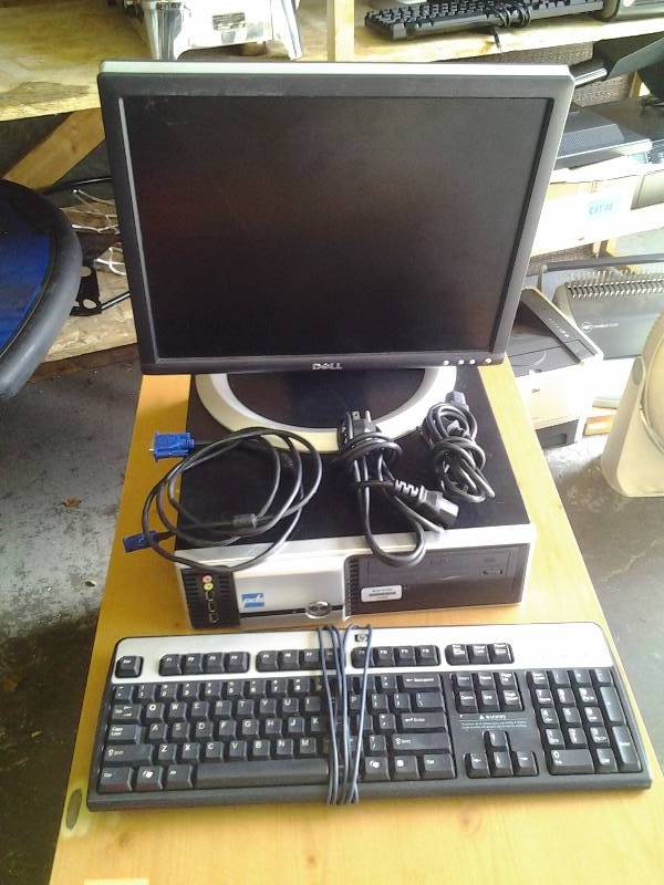 Dell Monitor, pds Computer, HP Keyboard  (With Cords)