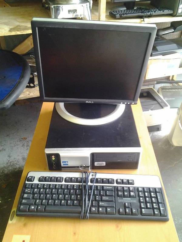 Dell Monitor, pds Computer, HP Keyboard  (No Power Cord)