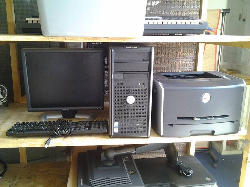 Dell Opti-Plex 745 Computer, Monitor, Keyboard, Printer (No Cords)