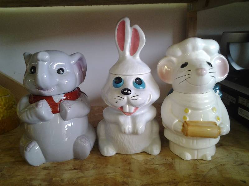 Rabbit, Mouse & Elephant Cookie Jars
