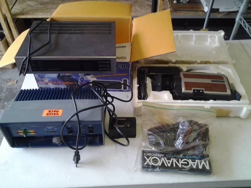 Vintage Satellite Receiver, Novar 980 Security Alarm (), Magnavox Movie Camera & Battery Pack