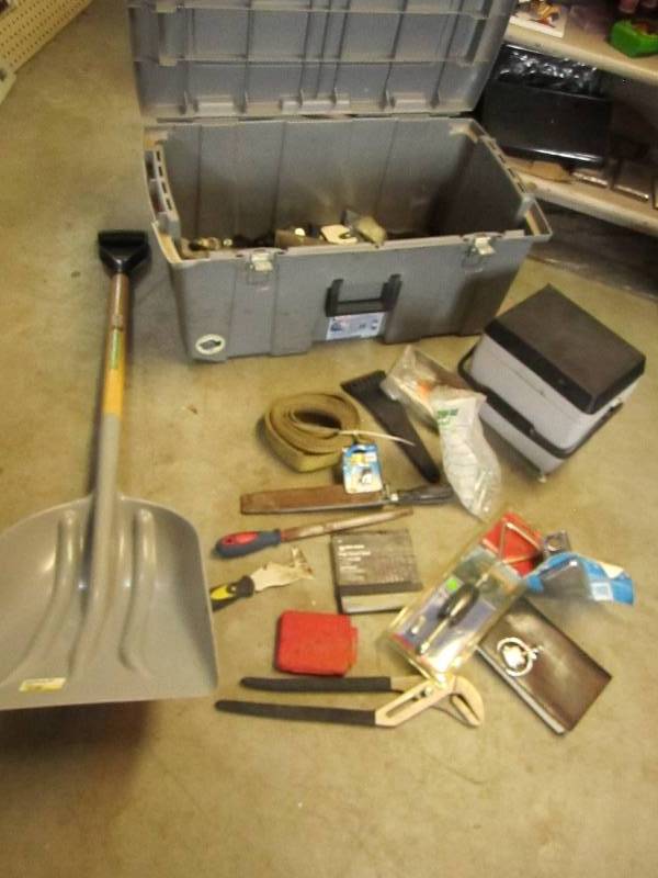 Large plastic tool chest with tools...