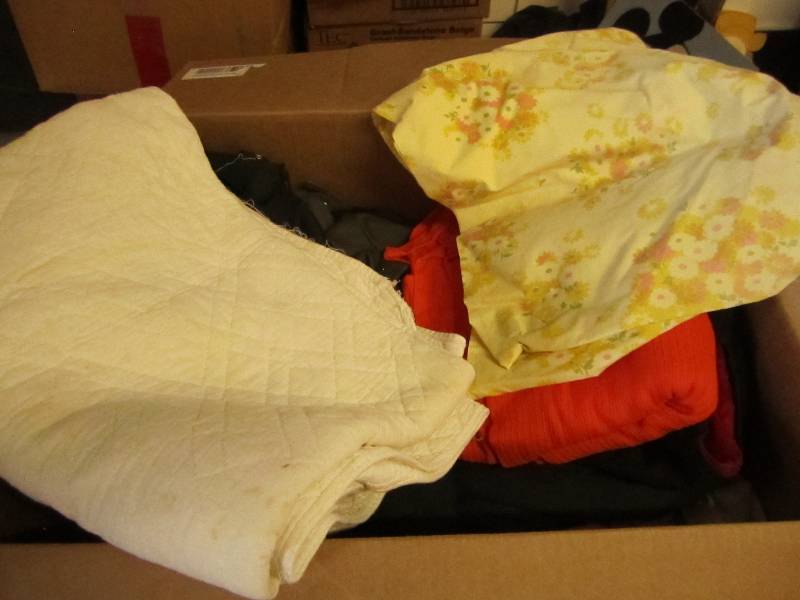 Box of clothes material and more...