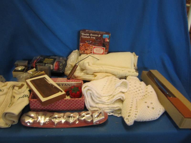 Mixed cooking and sewing supplies...