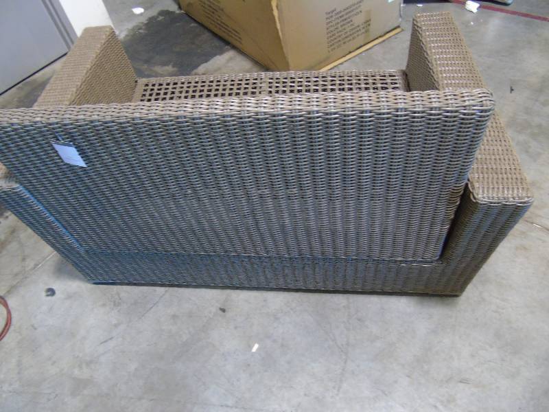 lot 20 image: Wicker Patio Loveseat - Cushions not included