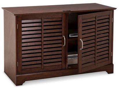lot 22 image: Shuttered Door TV Stand - Brown Color