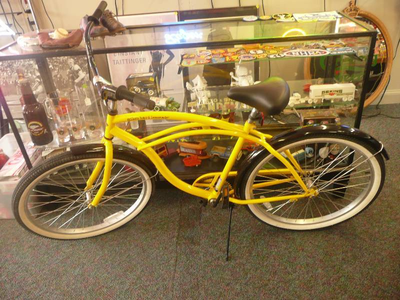 yellow old school bike