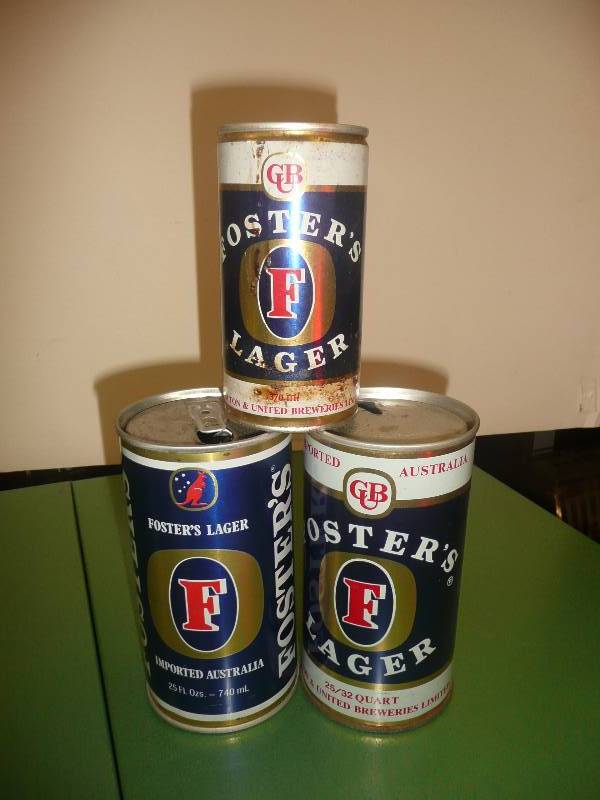 VINTAGE FOSTERS BEER CAN GROUP