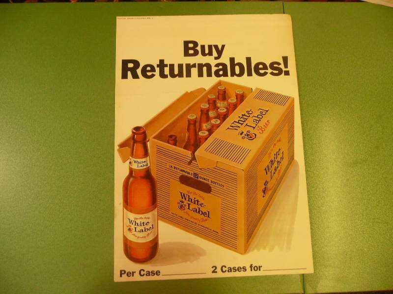 VINTAGE WHITE LABEL BEER POINT OF PURCHASE SIGN
