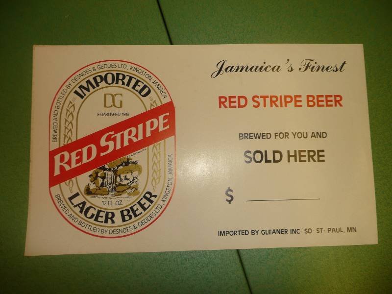 VINTAGE SMALL RED STRIPE BEER AD SIGN