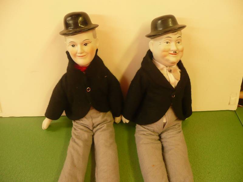 VINTAGE - LAUREL & HARDY PORCELAIN DOLLS - NICE CONDITION