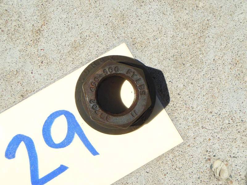 lot 29 image: Two Tow Items - NOT a set, Crosby Eye Grab Hook with connected Eye Bolt and Flange Nut Lug Wheel (Securex 39702) 450-500 FT LBS