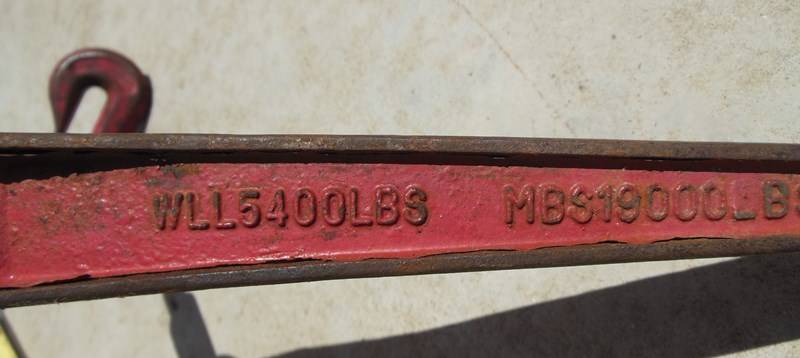 lot 52 image: Ratchet Chain Binder WLL 5400 lbs., MBS 19000 lbs., with 2 516 - 38 hooks