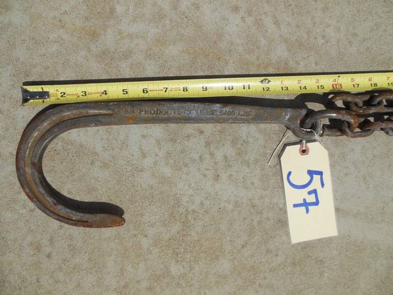 lot 57 image: 5400 lb W.L.L.  J Hook with 5 of chain - BA Products Co.
