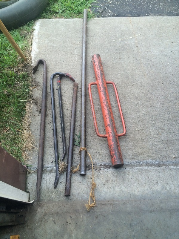 Assorted Crow bars & Pole pounding tool - lot of 6