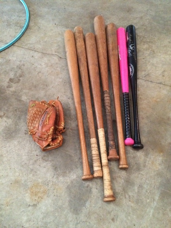 Vintage Wood Bats, Glove - Lot of 8