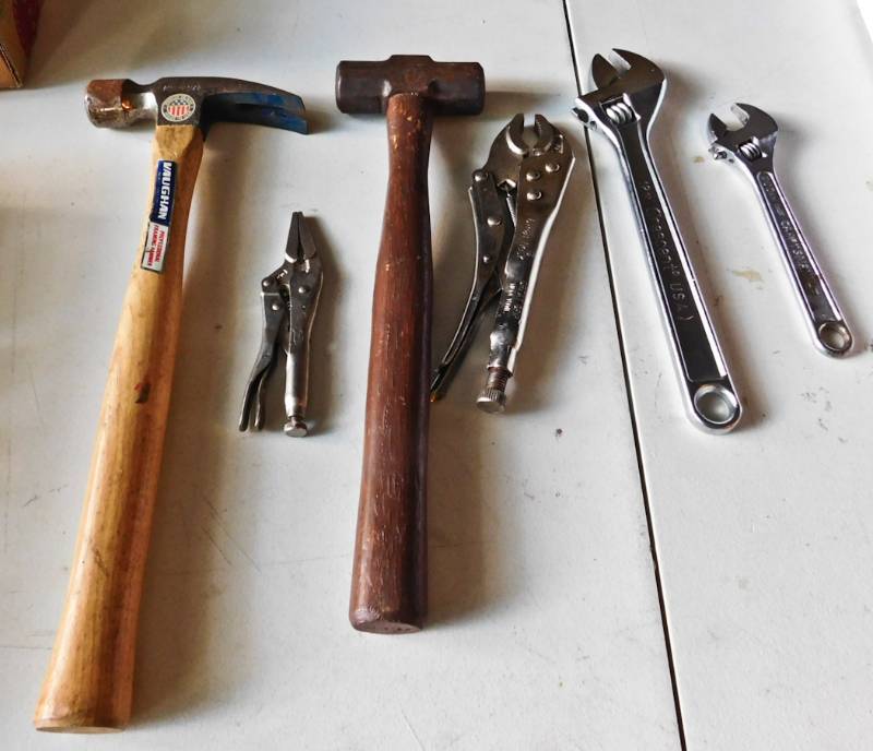 lot 39 image: hammers, pliers and wrenches