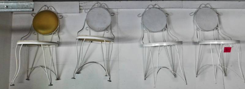 lot 51 image: four metal ice cream parlour chairs white