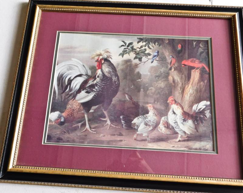 lot 89 image: Great rooster scene nicely framed