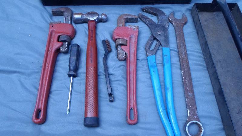 lot 12 image: Black Tool Box with Misc. Tools