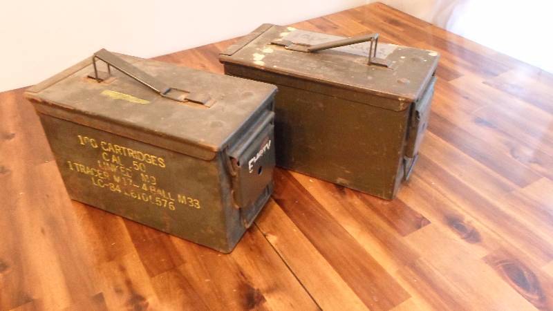 lot 62 image: 2 Military Metal Ammo Boxed