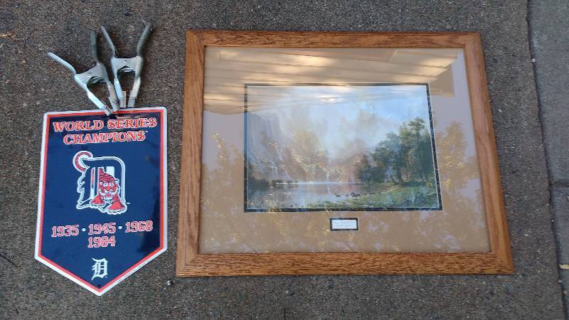 lot 121 image: Framed Picture and Sign