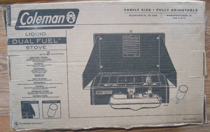 lot 017 image: UNUSED  Coleman Liquid Dual Fuel Camping Stove in Original Box